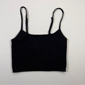 Free People Black Ribbed Knit Crop Top